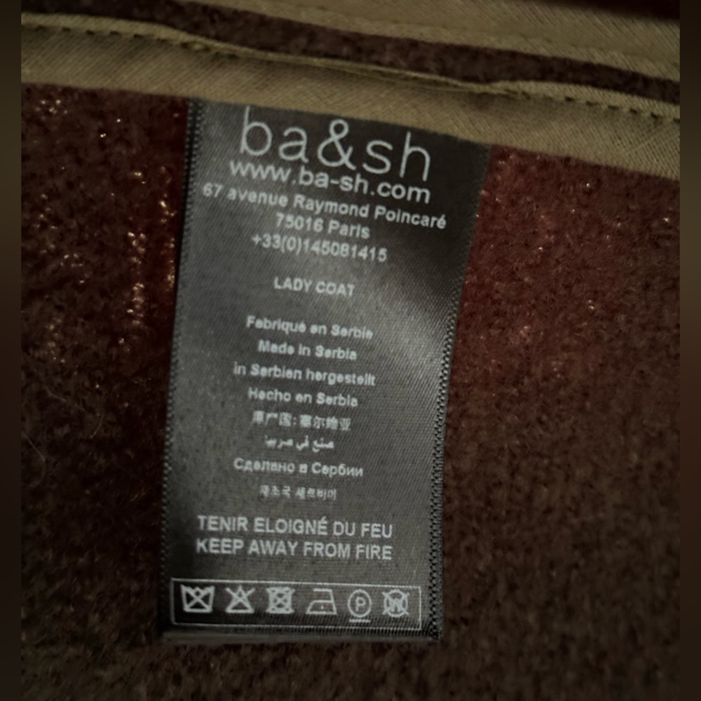 NWT ba&sh khaki “Colin” shawl collar long coat Size Large - Picture 11 of 16